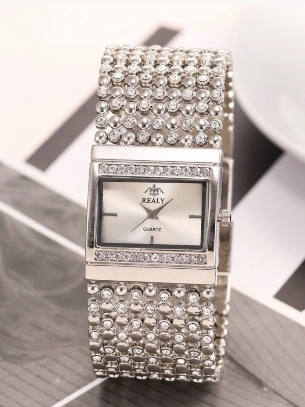 Silver Crystal Bracelet Watch for Women